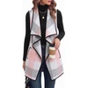 Zeagoo Women Vest Long Plaid Jackets Sleeveless Flannel Coats with Pockets(Pink-gz799)