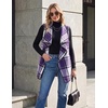 Zeagoo Women Vest Long Plaid Jackets Sleeveless Flannel Coats with Pockets(Purple-gz663)