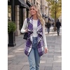 Zeagoo Women Vest Long Plaid Jackets Sleeveless Flannel Coats with Pockets(Purple-gz663)