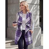 Zeagoo Women Vest Long Plaid Jackets Sleeveless Flannel Coats with Pockets(Purple-gz663)