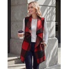 Zeagoo Women Vest Long Plaid Jackets Sleeveless Flannel Coats with Pockets(Red-gw554)