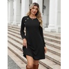 Zeagoo Women’s Long Sleeve Tunic Dress Side Button Crew Neck Casual Flowy Fall Winter A-Line Dress with Pockets(A01-black)