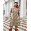 Zeagoo Women’s Long Sleeve Tunic Dress Side Button Crew Neck Casual Flowy Fall Winter A-Line Dress with Pockets(Apricot Floral)