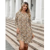 Zeagoo Women’s Long Sleeve Tunic Dress Side Button Crew Neck Casual Flowy Fall Winter A-Line Dress with Pockets(Apricot Floral)