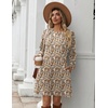 Zeagoo Women’s Long Sleeve Tunic Dress Side Button Crew Neck Casual Flowy Fall Winter A-Line Dress with Pockets(Apricot Floral)