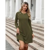 Zeagoo Women’s Long Sleeve Tunic Dress Side Button Crew Neck Casual Flowy Fall Winter A-Line Dress with Pockets(Army Green)