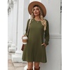 Zeagoo Women’s Long Sleeve Tunic Dress Side Button Crew Neck Casual Flowy Fall Winter A-Line Dress with Pockets(Army Green)