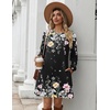 Zeagoo Women’s Long Sleeve Tunic Dress Side Button Crew Neck Casual Flowy Fall Winter A-Line Dress with Pockets(Black Floral)