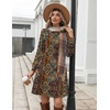 Zeagoo Women’s Long Sleeve Tunic Dress Side Button Crew Neck Casual Flowy Fall Winter A-Line Dress with Pockets(Chic Printed)