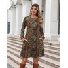 Zeagoo Women’s Long Sleeve Tunic Dress Side Button Crew Neck Casual Flowy Fall Winter A-Line Dress with Pockets(Chic Printed)
