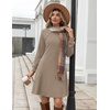 Zeagoo Women’s Long Sleeve Tunic Dress Side Button Crew Neck Casual Flowy Fall Winter A-Line Dress with Pockets(Khaki)