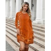 Zeagoo Women’s Long Sleeve Tunic Dress Side Button Crew Neck Casual Flowy Fall Winter A-Line Dress with Pockets(Orange Floral)