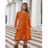 Zeagoo Women’s Long Sleeve Tunic Dress Side Button Crew Neck Casual Flowy Fall Winter A-Line Dress with Pockets(Orange Floral)
