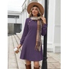 Zeagoo Women’s Long Sleeve Tunic Dress Side Button Crew Neck Casual Flowy Fall Winter A-Line Dress with Pockets(Purple)