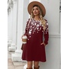 Zeagoo Women’s Long Sleeve Tunic Dress Side Button Crew Neck Casual Flowy Fall Winter A-Line Dress with Pockets(Red Floral)
