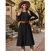 Zeagoo Womens Sweater Dress Long Sleeve Ribbed Knit Flowy Midi Fall Dresses(Black)