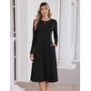Zeagoo Womens Sweater Dress Long Sleeve Ribbed Knit Flowy Midi Fall Dresses(Black)