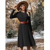 Zeagoo Womens Sweater Dress Long Sleeve Ribbed Knit Flowy Midi Fall Dresses(Black)