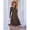 Zeagoo Womens Sweater Dress Long Sleeve Ribbed Knit Flowy Midi Fall Dresses(Brown)