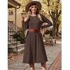 Zeagoo Womens Sweater Dress Long Sleeve Ribbed Knit Flowy Midi Fall Dresses(Brown)