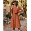Zeagoo Womens Sweater Dress Long Sleeve Ribbed Knit Flowy Midi Fall Dresses(Caramel)