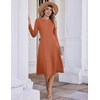 Zeagoo Womens Sweater Dress Long Sleeve Ribbed Knit Flowy Midi Fall Dresses(Caramel)
