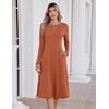 Zeagoo Womens Sweater Dress Long Sleeve Ribbed Knit Flowy Midi Fall Dresses(Caramel)