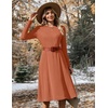 Zeagoo Womens Sweater Dress Long Sleeve Ribbed Knit Flowy Midi Fall Dresses(Caramel)