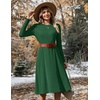 Zeagoo Womens Sweater Dress Long Sleeve Ribbed Knit Flowy Midi Fall Dresses(Green)