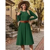 Zeagoo Womens Sweater Dress Long Sleeve Ribbed Knit Flowy Midi Fall Dresses(Green)
