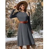 Zeagoo Womens Sweater Dress Long Sleeve Ribbed Knit Flowy Midi Fall Dresses(Grey)