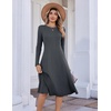 Zeagoo Womens Sweater Dress Long Sleeve Ribbed Knit Flowy Midi Fall Dresses(Grey)
