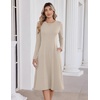 Zeagoo Womens Sweater Dress Long Sleeve Ribbed Knit Flowy Midi Fall Dresses(Khaki)