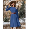 Zeagoo Womens Sweater Dress Long Sleeve Ribbed Knit Flowy Midi Fall Dresses(Navy Blue 01)
