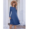 Zeagoo Womens Sweater Dress Long Sleeve Ribbed Knit Flowy Midi Fall Dresses(Navy Blue 01)