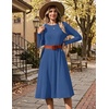 Zeagoo Womens Sweater Dress Long Sleeve Ribbed Knit Flowy Midi Fall Dresses(Navy Blue 01)