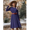 Zeagoo Womens Sweater Dress Long Sleeve Ribbed Knit Flowy Midi Fall Dresses(Navy Blue)
