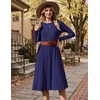 Zeagoo Womens Sweater Dress Long Sleeve Ribbed Knit Flowy Midi Fall Dresses(Navy Blue)