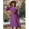Zeagoo Womens Sweater Dress Long Sleeve Ribbed Knit Flowy Midi Fall Dresses(Purple)