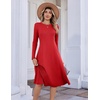 Zeagoo Womens Sweater Dress Long Sleeve Ribbed Knit Flowy Midi Fall Dresses(Red)