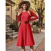 Zeagoo Womens Sweater Dress Long Sleeve Ribbed Knit Flowy Midi Fall Dresses(Red)