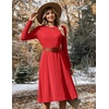 Zeagoo Womens Sweater Dress Long Sleeve Ribbed Knit Flowy Midi Fall Dresses(Red)