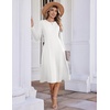 Zeagoo Womens Sweater Dress Long Sleeve Ribbed Knit Flowy Midi Fall Dresses(White)