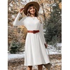 Zeagoo Womens Sweater Dress Long Sleeve Ribbed Knit Flowy Midi Fall Dresses(White)