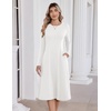 Zeagoo Womens Sweater Dress Long Sleeve Ribbed Knit Flowy Midi Fall Dresses(White)