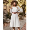 Zeagoo Womens Sweater Dress Long Sleeve Ribbed Knit Flowy Midi Fall Dresses(White)