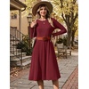 Zeagoo Womens Sweater Dress Long Sleeve Ribbed Knit Flowy Midi Fall Dresses(Wine Red)