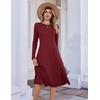 Zeagoo Womens Sweater Dress Long Sleeve Ribbed Knit Flowy Midi Fall Dresses(Wine Red)