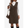 Zeagoo Womens Sweater Vest Dresses Fall Knit V Neck Pullover Sweaters 2026(Brown)