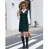 Zeagoo Womens Sweater Vest Dresses Fall Knit V Neck Pullover Sweaters 2026(Green Plaid Print)